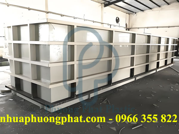 BỂ NHỰA PP CHỨA HÓA CHẤT NHÚNG NHÔM DÀI 6000MM
